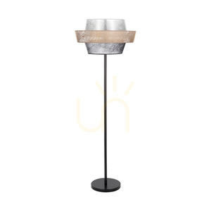 Stojaca lampa Nevoa 1xE27 Max. 40 W, čierny kov / čierny PVC kábel / čierno-zlatý-strieborný tienidlo, Ø 55 cm small 0