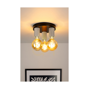 Stropné svietidlo Notri, 3xE27, Max. 15 W LED, bielený dub/čierny kov, Ø 20 cm small 2