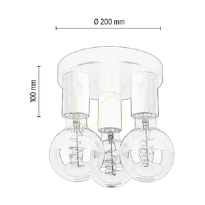 Stropné svietidlo Notri, 3xE27, Max. 15 W LED, bielený dub/čierny kov, Ø 20 cm small 3