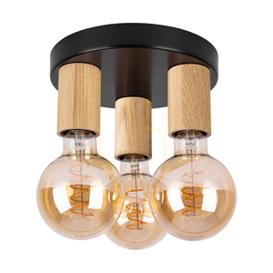 Stropné svietidlo Notri, 3xE27, Max. 15 W LED, olejovaný dub/čierny kov, Ø 20 cm small 0