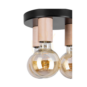 Stropné svietidlo Notri, 3xE27, Max. 15 W LED, breza/čierny kov, Ø 20 cm small 2
