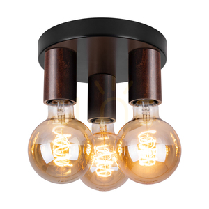 Stropné svietidlo Notri, 3xE27, Max. 15 W LED, morená borovica (orech)/čierny kov, Ø 20 cm small 1