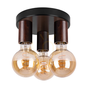 Stropné svietidlo Notri, 3xE27, Max. 15 W LED, morená borovica (orech)/čierny kov, Ø 20 cm small 0