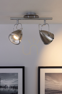 Stropné svietidlo Oliver, obsahuje 2 LED žiarovky GU10 (max.. 6 W), saténovo-chrómový kov, 35 cm small 3