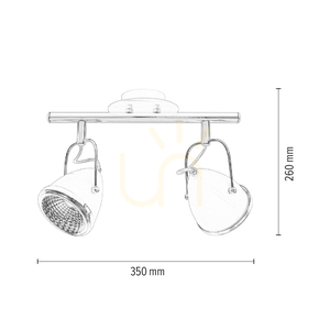 Stropné svietidlo Oliver, obsahuje 2 LED žiarovky GU10 (max.. 6 W), saténovo-chrómový kov, 35 cm small 4
