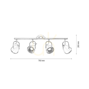 Stropné svietidlo Oliver, obsahuje 4 LED žiarovky GU10, max.. 6 W, biela/chrómová kovová, 76 cm small 4
