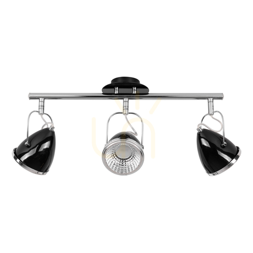 Skontrolujte Stropné svietidlo Oliver, vrátane 3 LED žiaroviek GU10, Max. 6 W, čierny/chrómový kov, 53 cm