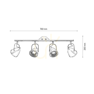 Stropné svietidlo Oliver Incl. 4xGU10 LED, max.. 6 W, čierny/chrómový kov, 76 cm small 4