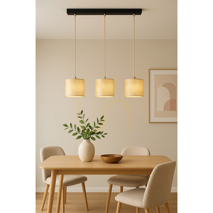 Závesné svietidlo Ora, 3xE27, Max. 25 W, čierny kov / priehľadný PVC kábel / zlatý tienidlo, 52 cm small 2