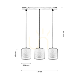 Závesné svietidlo Ora, 3xE27, Max. 25 W, čierny kov / priehľadný PVC kábel / zlatý tienidlo, 52 cm small 3