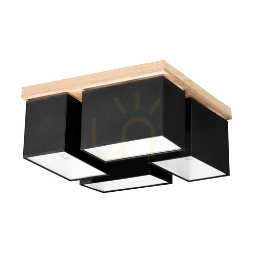 Skontrolujte Stropné svietidlo Paloma, 4xE27, Max. 25 W, olejovaný dub/čierna, tienidlo 45 cm