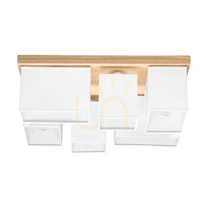 Stropné svietidlo Paloma, 6xE27, Max. 25 W, olejovaný dub/biela, tienidlo 55 cm small 4
