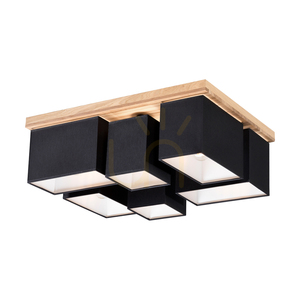 Stropné svietidlo Paloma, 6xE27, Max. 25 W, olejovaný dub/čierna, tienidlo 55 cm small 1