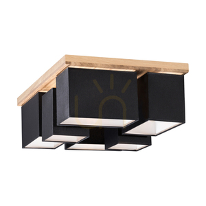 Stropné svietidlo Paloma, 6xE27, Max. 25 W, olejovaný dub/čierna, tienidlo 55 cm small 4