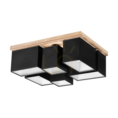 Skontrolujte Stropné svietidlo Paloma, 6xE27, Max. 25 W, olejovaný dub/čierna, tienidlo 55 cm