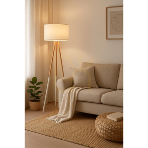 Stojaca lampa Panda, 1xE27, Max. 60 W, biela breza/priehľadný PVC kábel/biely tienidlo, Ø 50 cm small 1
