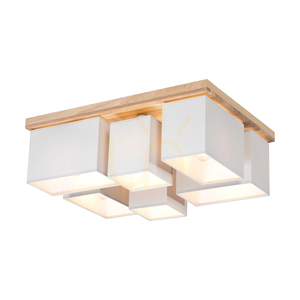 Stropné svietidlo Paloma, 6xE27, Max. 25 W, olejovaný dub/sivá, tienidlo 55 cm small 1