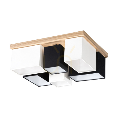 Skontrolujte Stropné svietidlo Paloma, 6xE27, Max. 25 W, olejovaný dub / bielo-čierna, tienidlo 55 cm