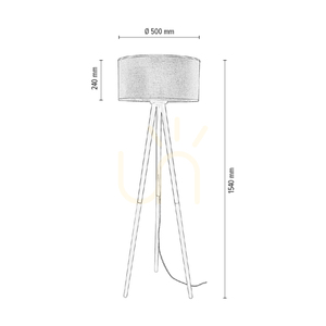 Stojaca lampa Panda, 1xE27, Max. 60 W, breza – čierna/čierna, PVC kábel, béžové ľanové tienidlo s čiernym lemovaním, Ø 50 cm small 2