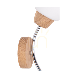 Nástenná svietidlo Parma z dreva, 1xE27, max.. 60 W, olejovaný dub / chróm / biely sklenený tienidlo 16 cm small 2