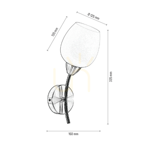 Nástenná svietidlo Parma 1xE27 Max. 60 W, saténový kov / biely sklenený tienidlo, 16 cm small 2