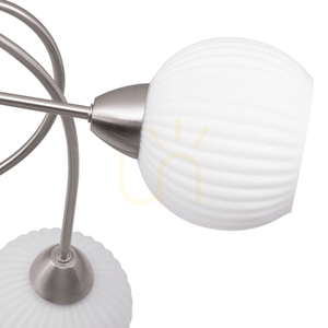 Stropné svietidlo Pavia, 5xE27, Max. 60 W, saténový kov / biely sklenený tienidlo, Ø 65 cm small 2