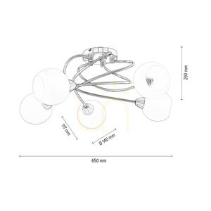 Stropné svietidlo Pavia, 5xE27, Max. 60 W, saténový kov / biely sklenený tienidlo, Ø 65 cm small 4