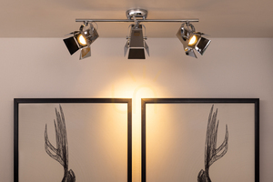 Fotografické stropné svietidlo, obsahuje 3 LED žiarovky typu GU10, max.. 5 W, chrómovaný kov, 57 cm small 3