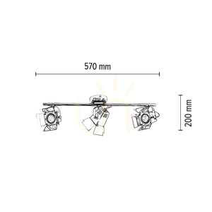 Fotografické stropné svietidlo, obsahuje 3 LED žiarovky typu GU10, max.. 5 W, chrómovaný kov, 57 cm small 4