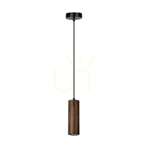 Závesné svietidlo v tvare rúrky, obsahuje 1x LED žiarovku GU10 (max.. 5 W), bukové a orechové drevo / čierny kov / čierny PVC kábel, Ø 10 cm small 0
