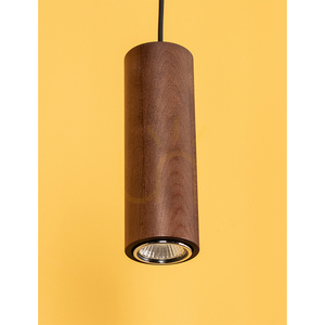 Závesné svietidlo v tvare rúrky, obsahuje 3 LED žiarovky typu GU10 (max.. 5 W), bukové a orechové drevo / čierny kov / čierny PVC kábel (46 cm) small 3