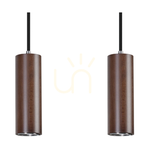 Závesné svietidlo v tvare rúrky, obsahuje 4 LED žiarovky GU10 (max.. 5 W), bukové a orechové drevo / čierny kov / čierny PVC kábel (75 cm) small 1