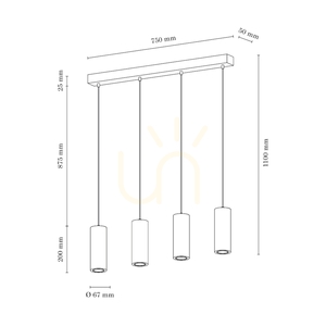 Závesné svietidlo v tvare rúrky, obsahuje 4 LED žiarovky GU10 (max.. 5 W), bukové a orechové drevo / čierny kov / čierny PVC kábel (75 cm) small 2