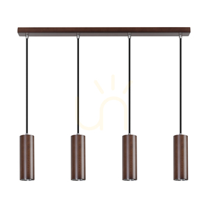 Závesné svietidlo v tvare rúrky, obsahuje 4 LED žiarovky GU10 (max.. 5 W), bukové a orechové drevo / čierny kov / čierny PVC kábel (75 cm) small 0