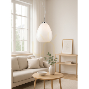 Závesné svietidlo Piro, 1xE27, Max. 60 W, chrómovaný kov / priehľadný PVC kábel / biele sklenené tienidlo, Ø 25 cm small 1