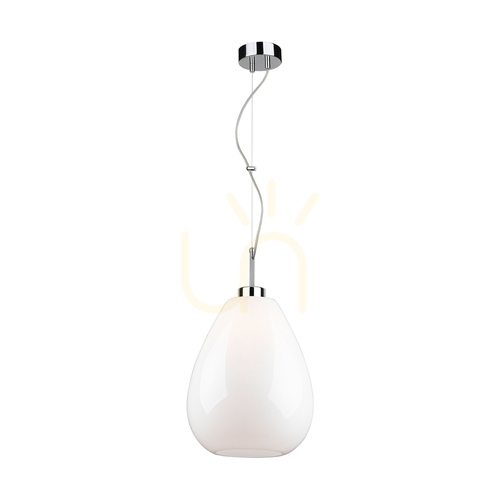 Skontrolujte Závesné svietidlo Piro, 1xE27, Max. 60 W, chrómovaný kov / priehľadný PVC kábel / biele sklenené tienidlo, Ø 25 cm