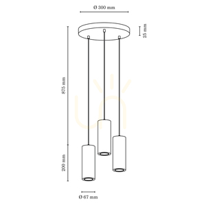 Závesné svietidlo v tvare rúrky, obsahuje 3 LED žiarovky typu GU10 (max.. 5 W), bukové a orechové drevo / čierny kov / čierny PVC kábel, Ø 30 cm small 2