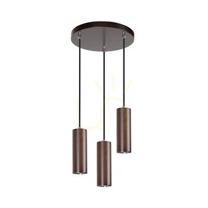 Závesné svietidlo v tvare rúrky, obsahuje 3 LED žiarovky typu GU10 (max.. 5 W), bukové a orechové drevo / čierny kov / čierny PVC kábel, Ø 30 cm small 0