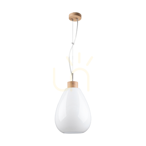 Skontrolujte Závesné svietidlo Piro, 1xE27, Max. 60 W, olejovaný dub / priehľadný PVC kábel / biele sklenené tienidlo, Ø 25 cm