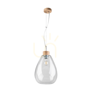 Závesné svietidlo Piro, 1xE27, Max. 60 W, olejovaný dub / priehľadný PVC kábel / priehľadný sklenený tienidlo, Ø 25 cm small 0