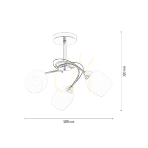 Stropné svietidlo Pisa, 3xE27, Max. 60 W, chrómový kov / biely sklenený tienidlo, Ø 58 cm small 4