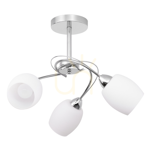 Skontrolujte Stropné svietidlo Pisa, 3xE27, Max. 60 W, chrómový kov / biely sklenený tienidlo, Ø 58 cm