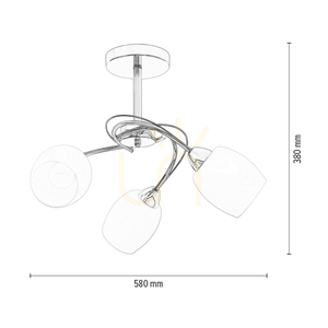 Stropné svietidlo Pisa, 3xE27, Max. 60 W, saténový kov / biely sklenený tienidlo, Ø 58 cm small 4