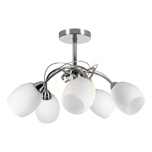 Skontrolujte Stropné svietidlo Pisa, 5xE27, Max. 60 W, chrómový kov / biely sklenený tienidlo, Ø 58 cm