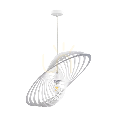Skontrolujte Závesné svietidlo Planet, 1xE27, Max. 60 W, biely kov / biely PVC kábel / biely kovový tienidlo, 61 cm