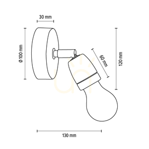 Nástenná svietidlo Porcia 1xE27 Max. 25 W, čierno-zlatý kov/čierna keramika, 13 cm small 4