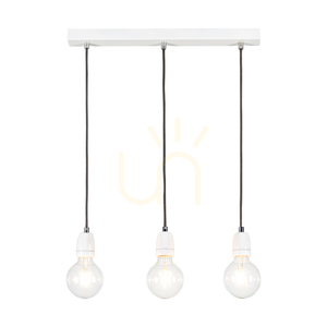 Závesné svietidlo Porcia, 3xE27, Max. 60 W, biely kov/antracitový opletený kábel/biela keramika, 52 cm small 1