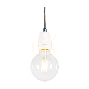 Závesné svietidlo Porcia, 3xE27, Max. 60 W, biely kov/antracitový opletený kábel/biela keramika, 52 cm small 2