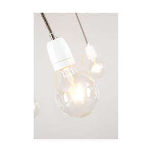Závesné svietidlo Porcia, 5xE27, Max. 60 W, biely kov / antracitový opletený kábel / biela keramika, Ø 15 cm small 2