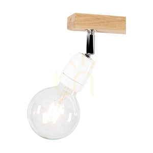 Stropné svietidlo Porcia Wood, 4xE27, Max. 25 W, olejovaný dub/chrómovaný kov/biela keramika, 75 cm small 2